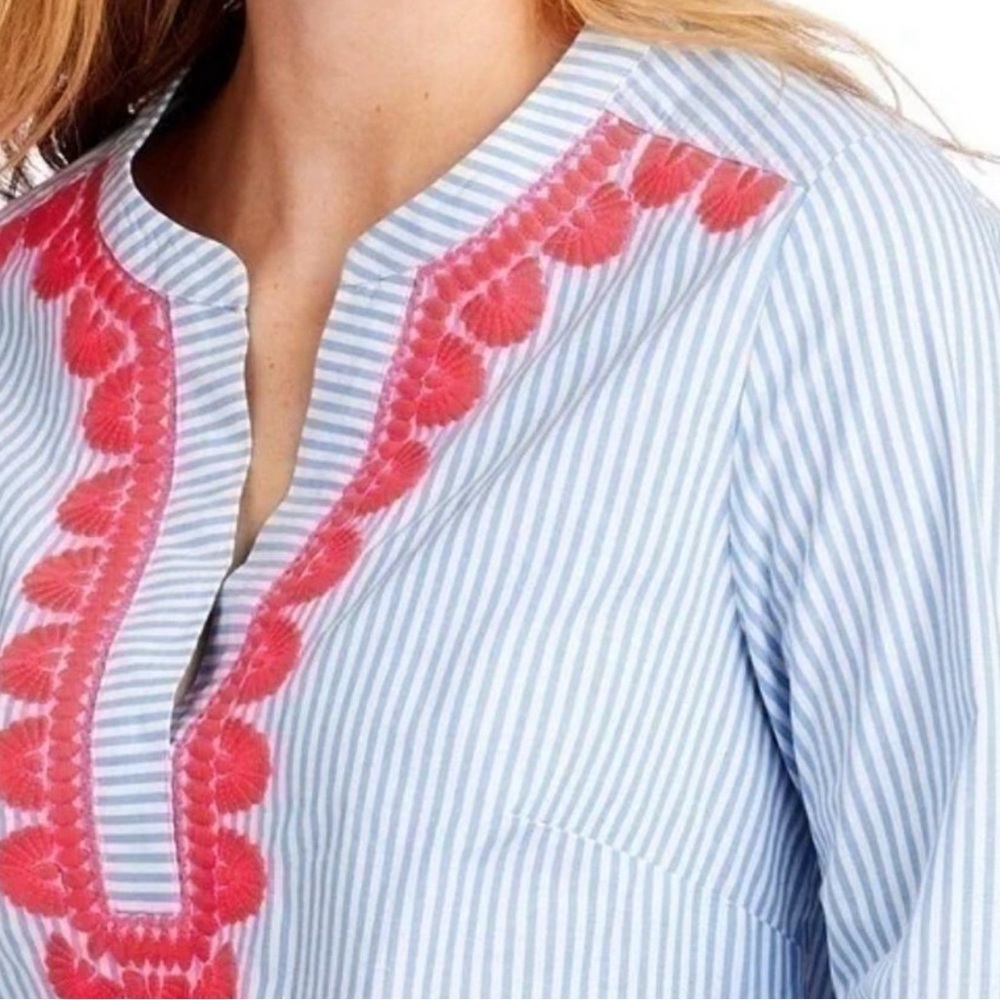 Vineyard Vines Striped Embroidered Blouseπ - Picture 10 of 15